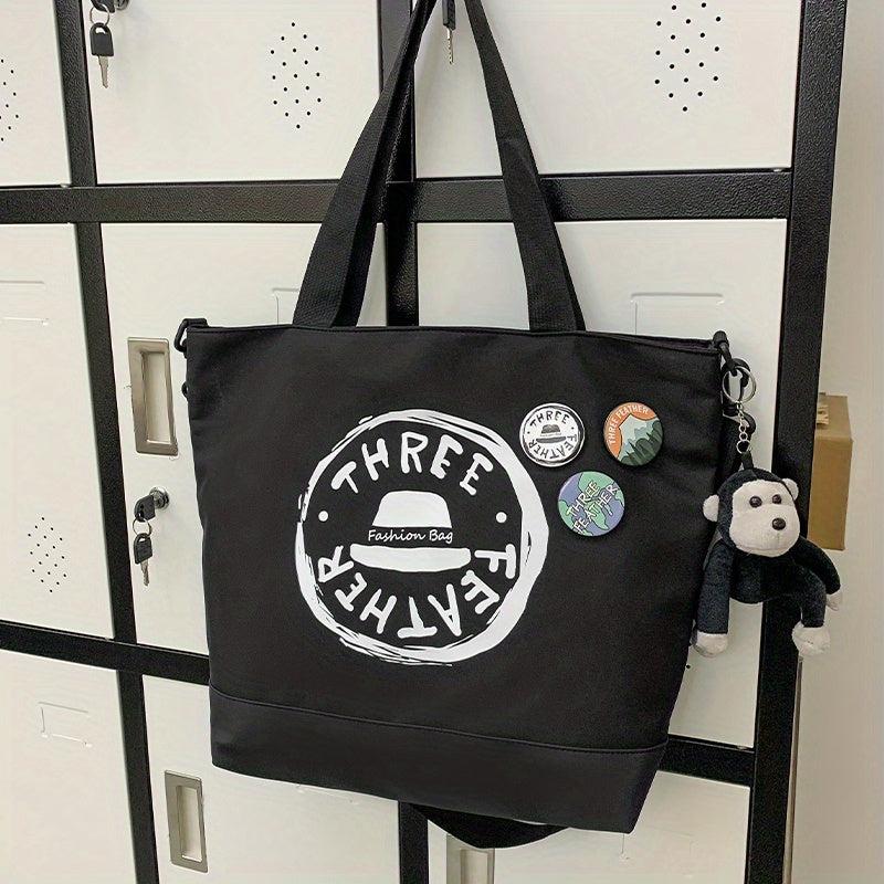 Nylon One Shoulder Tote Bag with Pendant