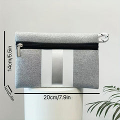 Striped Pattern Clutch Wallet Zipper Purse Lightweight Square Pouch