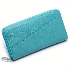 Minimalist Solid Long Wallet Zipper Clutch Coin Purse Quilted