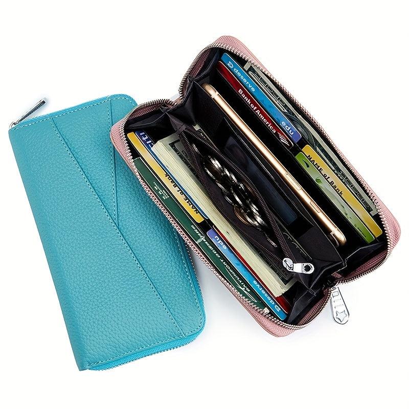 Minimalist Solid Long Wallet Zipper Clutch Coin Purse Quilted