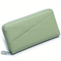 Minimalist Solid Long Wallet Zipper Clutch Coin Purse Quilted
