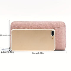Minimalist Solid Long Wallet Zipper Clutch Coin Purse Quilted