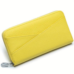 Minimalist Solid Long Wallet Zipper Clutch Coin Purse Quilted