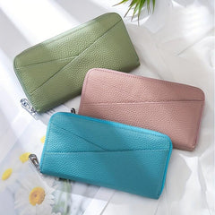 Minimalist Solid Long Wallet Zipper Clutch Coin Purse Quilted
