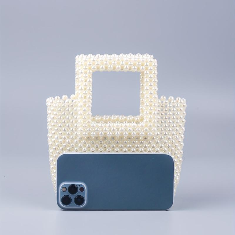 Pearl Beaded Tote Bag Acrylic Evening Handbag Formal Clutch