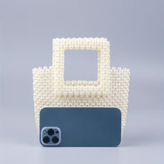 Pearl Beaded Tote Bag Acrylic Evening Handbag Formal Clutch