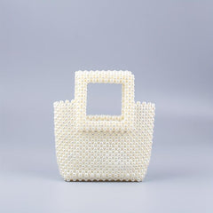Pearl Beaded Tote Bag Acrylic Evening Handbag Formal Clutch