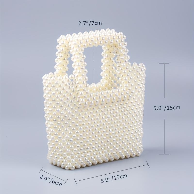 Pearl Beaded Tote Bag Acrylic Evening Handbag Formal Clutch