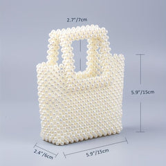Pearl Beaded Tote Bag Acrylic Evening Handbag Formal Clutch