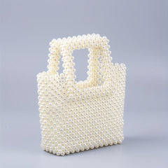 Pearl Beaded Tote Bag Acrylic Evening Handbag Formal Clutch
