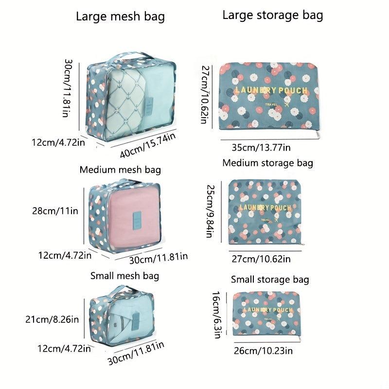 6pcs Luggage Packing Organizer Set Lightweight Handheld Packing Cubes Storage