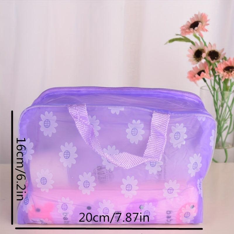 PVC Floral Transparent Wash Bag Makeup Bag