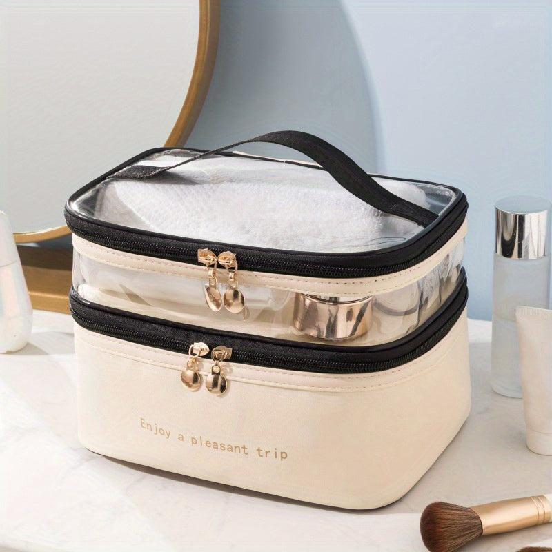 Large Capacity Double layer Cosmetic Bag Portable Travel Storage Bag