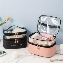 Large Capacity Double layer Cosmetic Bag Portable Travel Storage Bag