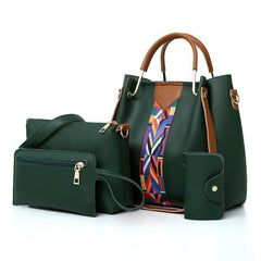 4pcs PU Leather Bag Set Large Capacity Shoulder Bag Versatile Commuter Bag