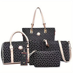 6pcs PVC Geometric Tote Crossbody Boston Clutch Set