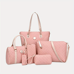 6pcs PVC Geometric Tote Crossbody Boston Clutch Set