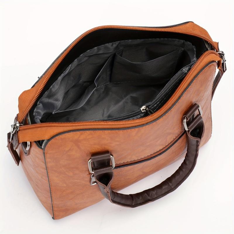 4pcs Faux Leather Bag Set w/ Tassel - Handbag, Crossbody, Clutch, Card Holder