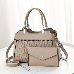 2Pcs Quilted Handbags Set Faux Leather Crossbody Bag