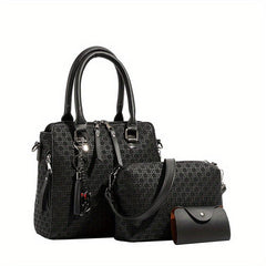 Geometric Tote Bag Set with Crossbody Bag & Card Holder