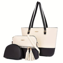 3PCS Large Capacity Tote Bag Block Shoulder Bag Women's