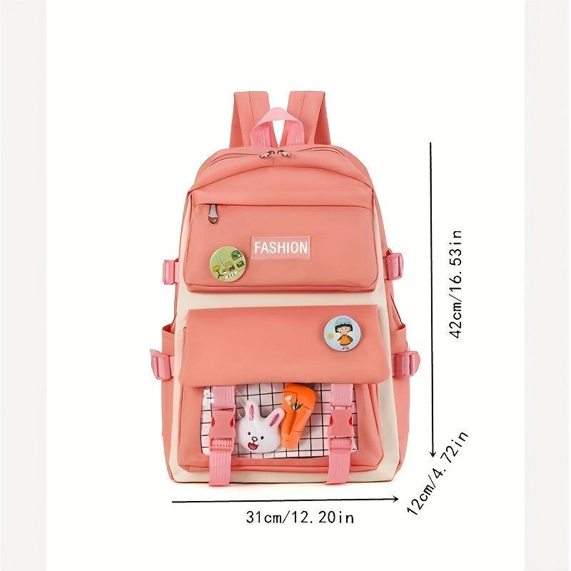 5pcs Backpack Crossbody Handbag Set Sweet Student Backpack Girls Preppy