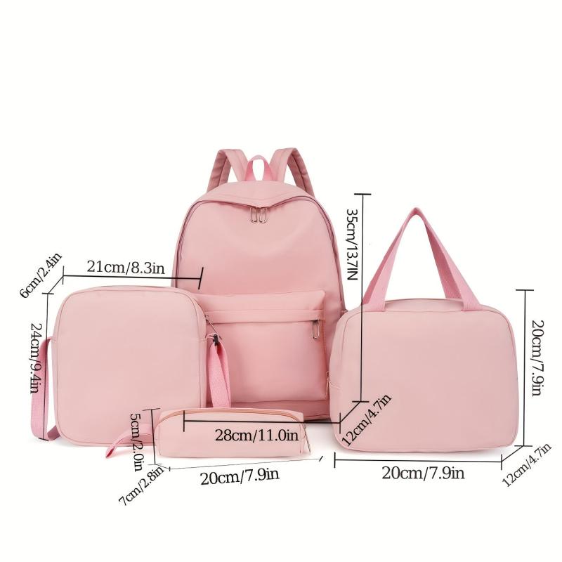 4pcs Large Capacity Backpack Tote Bag Pencil Case Set Lightweight School Travel
