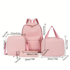 4pcs Large Capacity Backpack Tote Bag Pencil Case Set Lightweight School Travel