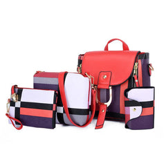Plaid Pattern Bag Set Backpack Shoulder Bag & Purse