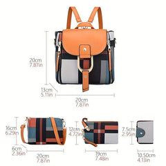 Plaid Pattern Bag Set Backpack Shoulder Bag & Purse