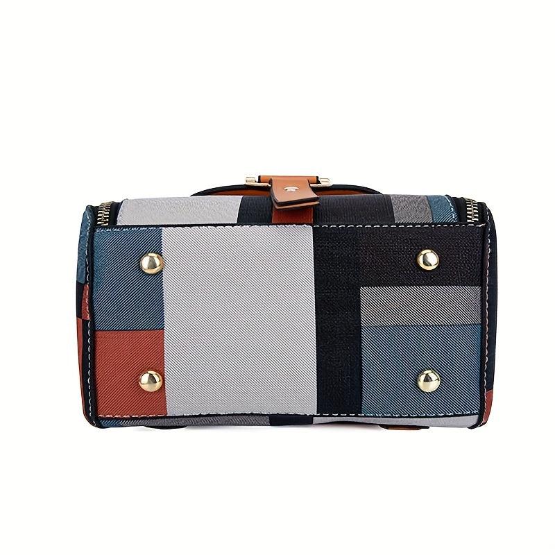 Plaid Pattern Bag Set Backpack Shoulder Bag & Purse
