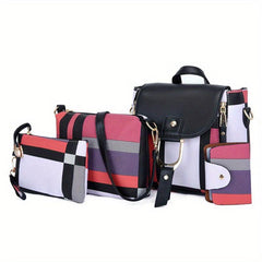 Plaid Pattern Bag Set Backpack Shoulder Bag & Purse