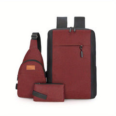 3PCS Large Capacity Preppy Laptop Backpack