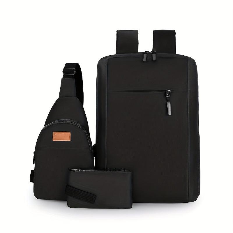 3PCS Large Capacity Preppy Laptop Backpack