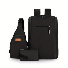 3PCS Large Capacity Preppy Laptop Backpack