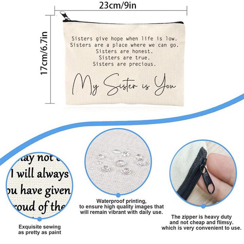 My Sister Is You Makeup Bag Linen Case Gift Toiletry