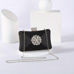 Rhinestone Evening Bag Ruched Clutch Purse Glitter Handbag