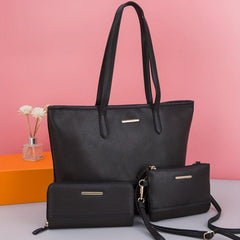 3Pcs Geometric Pattern Bag Set Women's Colorblock Tote Bag With Crossbody Bag
