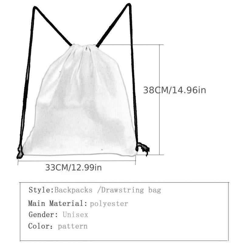 Skull & Flowers Pattern Backpack Drawstring Sports Bag