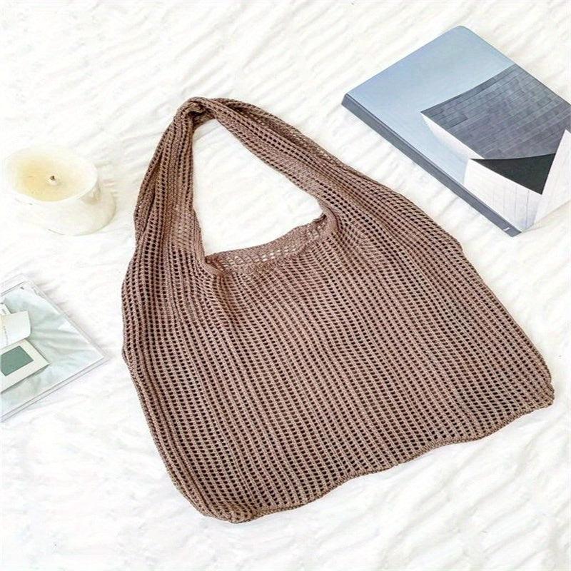 Hollow Out Crochet Shoulder Bag Casual Knitted Shopping Bag