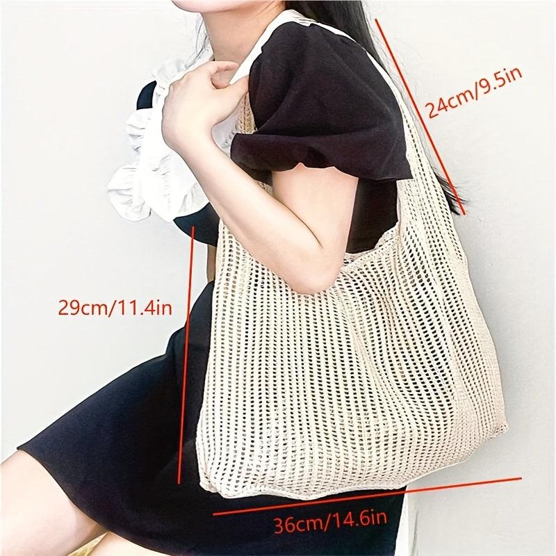 Hollow Out Crochet Shoulder Bag Casual Knitted Shopping Bag