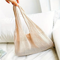 Hollow Out Crochet Shoulder Bag Casual Knitted Shopping Bag