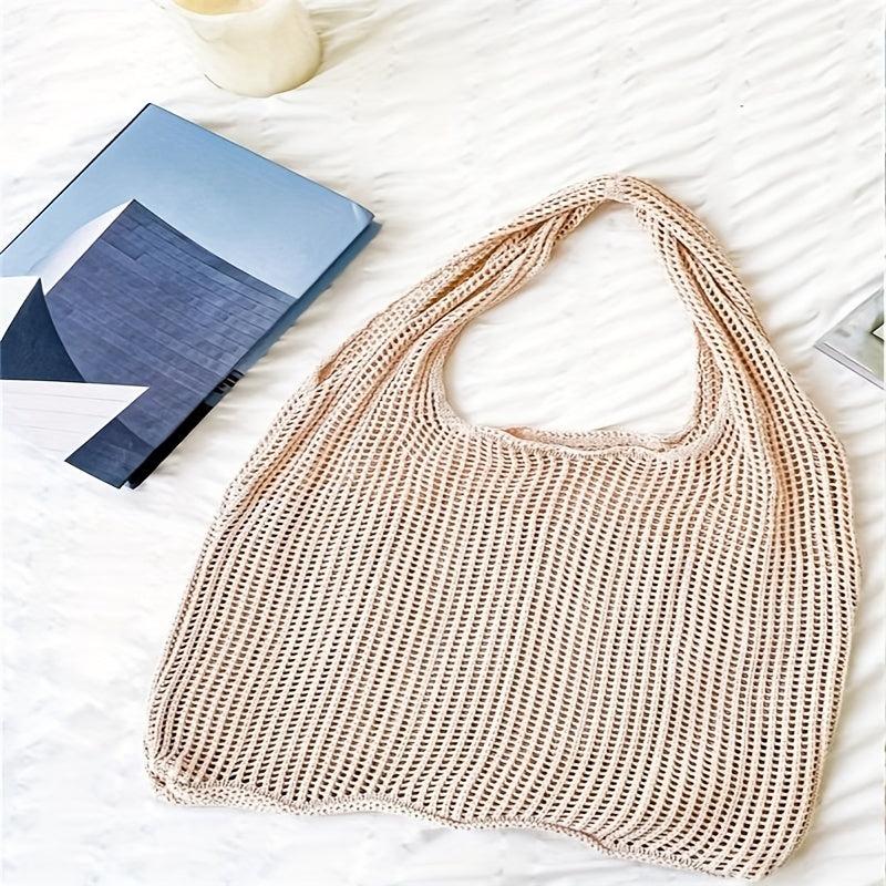 Hollow Out Crochet Shoulder Bag Casual Knitted Shopping Bag