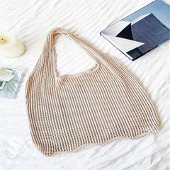 Hollow Out Crochet Shoulder Bag Casual Knitted Shopping Bag