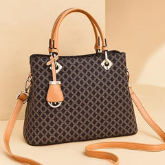 Geometric Pattern Hand Tote Bag Set with Clutch Wrist Bag