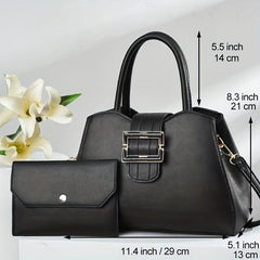 2Pcs Buckle Decor Bag Set Women's Handbags With Clutch Purse
