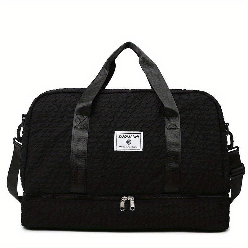 Minimalist Solid Travel Duffle Bag Ruched Luggage Portable Gym Bag