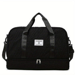 Minimalist Solid Travel Duffle Bag Ruched Luggage Portable Gym Bag
