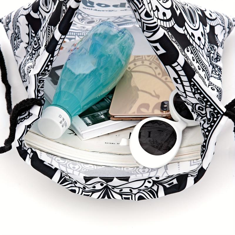 Skull & Flower Pattern Drawstring Backpack