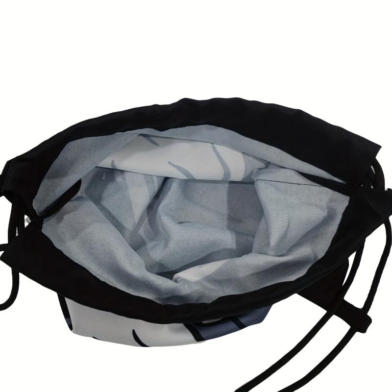 Skull Print Drawstring Backpack Halloween Elf Travel Gym Bag